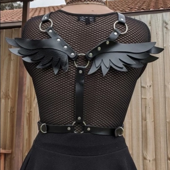 🔥 Leather Body Harness Angel Wings Cage Belts 🔥 - Picture 8 of 16